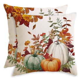 HiABsee Fall Pillow Covers 20x20 Inch Set of 2 Autumn Pumpkin Decor Throw Pillow Covers Maple Leave Thanksgiving Decorations Outdoor Cushion Covers for Home Couch Sofa(F6-20)