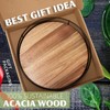 12" Acacia Wood Lazy Susan Turntable, Tomoaza Kitchen Organizer Turntable