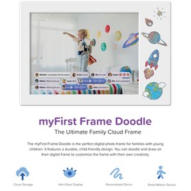 Smart WiFi Digital Photo Frame myFirst Frame Doodle 9 Inch 1067x800 LCD Touch Screen, Auto-Rotate Portrait and Landscape, 32GB Memory with Cloud Storage, Share Moments Instantly via myFirst Circle App