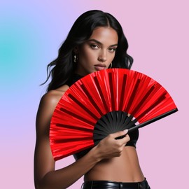 2 Pack Boots on The Ground Hand Fan,Large Holographic Hand Fan for Line Dancing,Decorative Rave Hand Fans for Women Foldable,Clapping Fans for Music Festival,Disco,Party, Home Decoration (Laser)