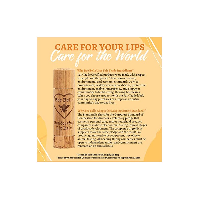 Bee Bella bálsamos labiales con cera de abejas, aceite de