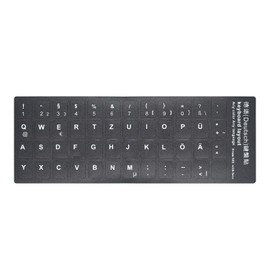 2 PCS German Keyboard Stickers with Non-Transparent Black Background & White Letters for PC/Computer/Laptop [Size of Each Key Sticker: 0.43" x 0.51"] (German)