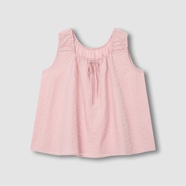 JAJU [JAJU] Women's Soft Seersucker Sleeveless Pajama Shirt_Pink