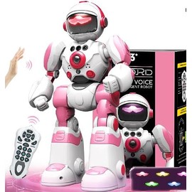 FUUY Robot Toys for Kids 3-5, Robot for Girls 3 4 5 6 Year Old Upgrade Record Voice Remote Control Robo Programmable Music Dancing Function Smart Pink Warrior Birthday Gift Toy for Toddler 7 8 9 8-12 furby  robot - Style: Robot dog-Pink