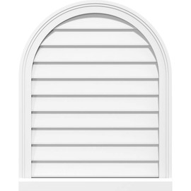 Ekena Millwork GVPRT26X3803SN Round Top Surface Mount PVC Gable Vent, Factory Primed White