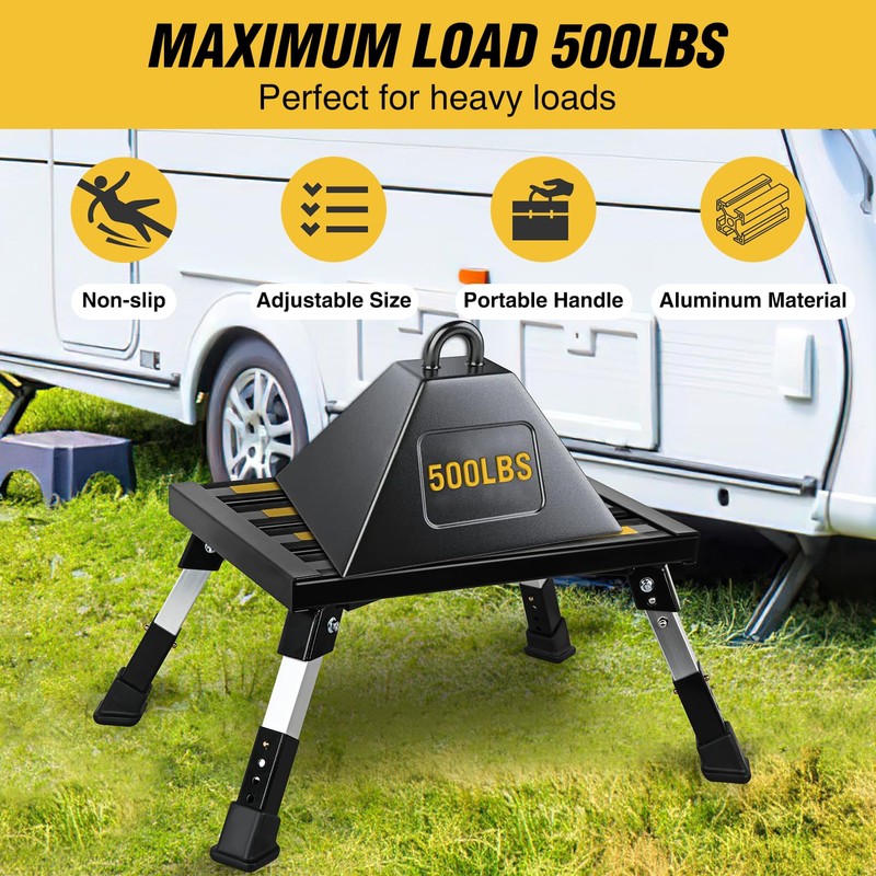 Nilight RV Steps Folding Aluminum Step Stool Heavy Duty Camper