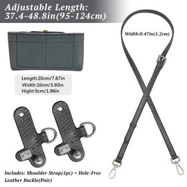 Sunshine smile Shoulder Strap and Organiser for Longchamp Bag, Bag Organiser for Longchamp Mini, Bag Organiser Mini, Length-Adjustable Replacement Strap Made of Leather (Graphite Grey)