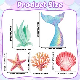 5 Pcs Large Under The Sea Decorations Ocean Theme Party Supplies Mermaid Tail Shell Starfish Seaweed Stand Up Cutouts for Mermaid Birthday Baby Shower Summer Party Photo