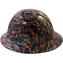 Texas America Safety Company Hydro Dipped Full Brim Style Hard Hat - Patriot Skulls