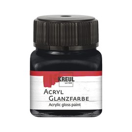 KREUL 79212 Acrylic Gloss Paint, 20 ml Glass in Black, Glossy, Smooth Acrylic Paint for Painting and Crafts, Water-based, Saliva-Resistant, Quick-Drying and Opaque