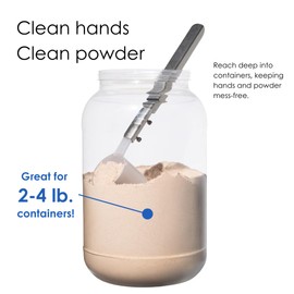 Protein Powder Scoop Handle and Anchor - Universal Attachment, Stainless Steel. Utensil Length: 6 inches