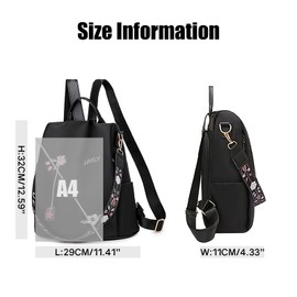 Ray-Velocity Anti Theft Women Backpack Waterproof Fashion Backpack Shoulder Bag for Lady Girl Dailyuse Travel Work School (Flower Black)