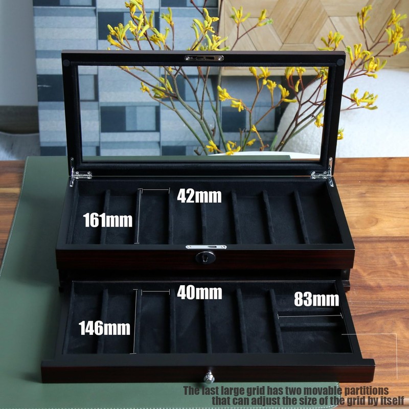 Bonaking Knife Display Case Two-Tier Pocket Knife Case Box Storage