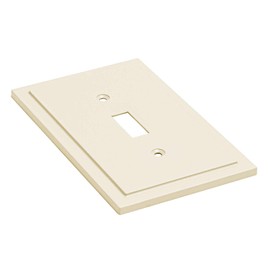 Henne Bery Modern Edge Decorative Wall Plate Switch Plate Outlet Cover, Durable Solid Zinc Alloy (Single Toggle 3PK, Light Almond)