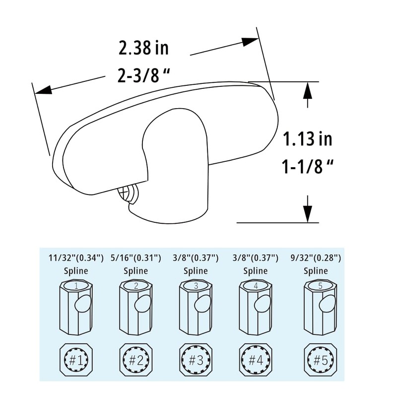 Universal Tee-Crank Casement Window Crank Handle,5 spindles(White) (4 Pack)