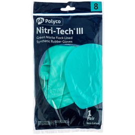 Polyco GL36M 925 Nitri Tech III Chemical Resistant Gloves, Single Pair, Size 8/Medium, Green