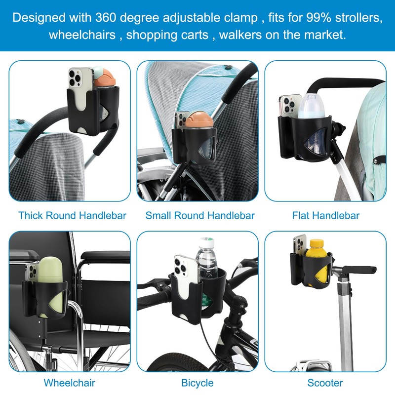 Accmor Universal Cup Holder with Hook, Stroller Cup Holder with
