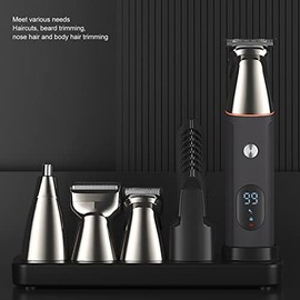 Electric Hair Trimmer Men Beard Trimmer Set R Shape Cutter Head USB Rechargeable with 6 Guide Combs for Beard Nose Eyebrow Grooming ABS Lithium Battery Included