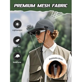 OnWander Breathable Baseball Caps for Men Women, Lightweight Mesh Beach Hat for Surfing, Cycling, Boating, Golf, Waterpark - Quick-Dry, Moisture-Wicking & TearProof Grey