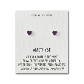 Philip Jones Amethyst Heart Stud Earrings with Quote Card