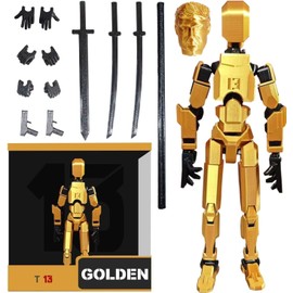 FoxVilla Assembly Completed T13 Action Figure, Titan 13 3D Printed Action Figure, Lucky 13 Action Figure, Assembled Dummy 13 Action Figure(Gold)