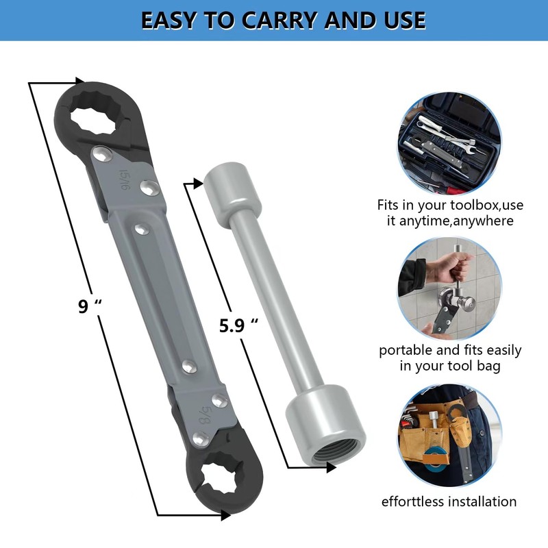 Holdly Plumbing Tools Angle Stop Wrench Kit, Angle-on Wrench Professional