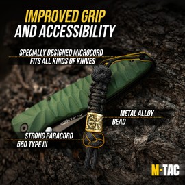 M-Tac Knife Lanyard with Bead – Paracord Lanyard for Knives & EDC – Tactical Knife Fob Pull Cord – Durable Paracord Accessory (Viking Compass, Black)