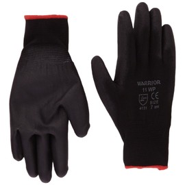 Warrior PU Coated Nylon Work Gloves,NB7/S (Size 7/Small) Black, Set of 12