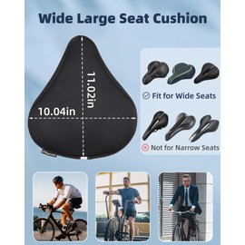 Fitense Bike Seat Cushion - Padded Gel Bike Seat Cover for Men & Women, Extra Padding Bicycle Saddle fit with Peloton/Spin Stationary Exercise/Mountain Road Cycling Bike
