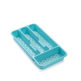 Genérico Cutlery Organiser, Turquoise, Cutlery Tray for Drawer, Organizer for Kitchen for Spoons, Forks with 4 Compartments, 33 x 17 x 4 cm (Turquoise Blue)