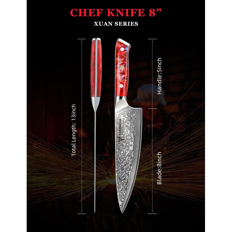 SANMUZUO Chef Knife - 8 inch - Xuan Series -