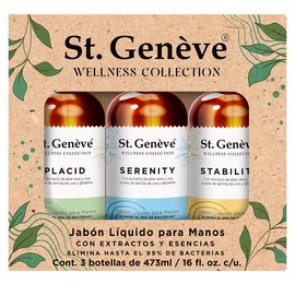 St. Genève Wellness Collection Jabón Líquido para Manos con Extractos y Esencias Pack 3 Botellas de 473 ml