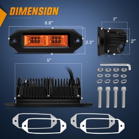 Nilight 2 PCS 40W Flush Mount Amber LED Pods Flood Beam Work Offroad Fog Reverse Light Backup Driving Lights for Bumper Truck ATV UTV SUV Boat