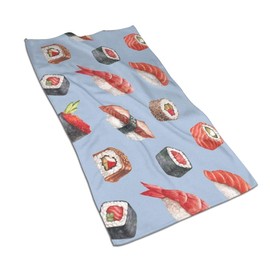 KUIHER Sushi Daze Microfiber Hair Towel,Unique Designer Designed Printed Towel, Exercise Party Yoga is A Good Choice,Quick Dry Towel,Sports Towel,Custom Towels 16x27.5in