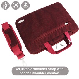 TECHGEAR Case for 12.8" - 13.3" Laptops, Portable Multi-function Laptop Case with Adjustable Shoulder Strap, Luggage Strap & Suppressible Handles, Portable Sleeve Organiser Case Cover + Pockets RED