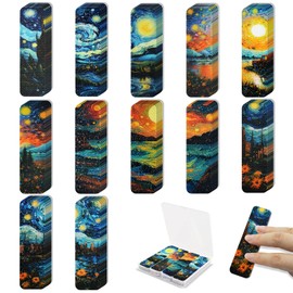 48 Pieces Anxiety Sensory Stickers with Storage Box - Sensory Strips 2 Textured Surface Adhesives Fidget Strips for Office & Classroom Desk Relieve Adult & Teen Stress (Oil Painting Style)