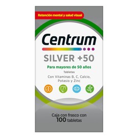 Centrum Silver +50 Multivitaminico, Con Magnesio, Vitamina B y Vitamina C, 100 Tabletas