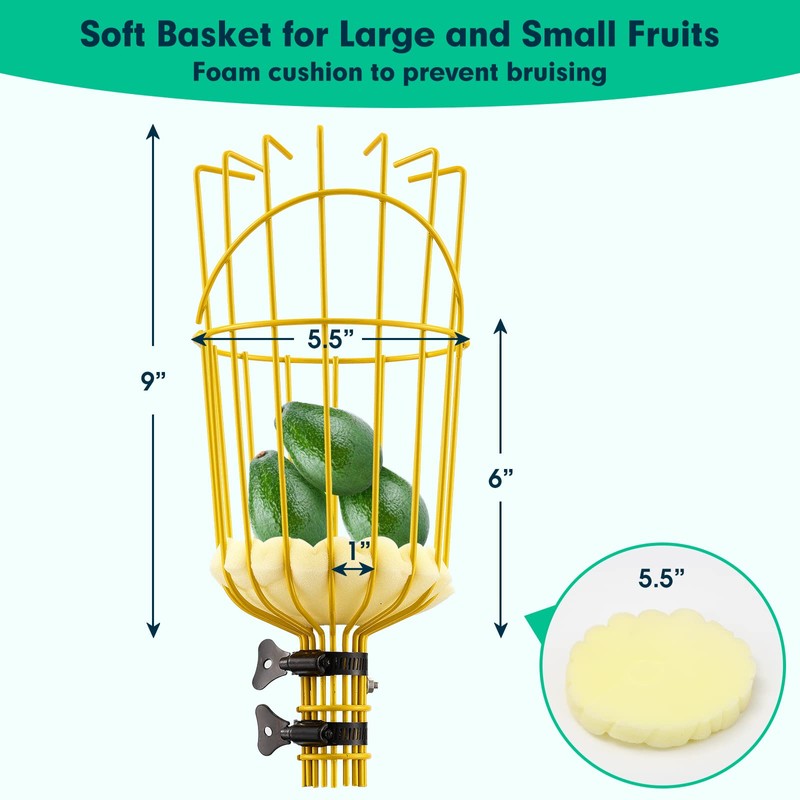 Fruit Picker Mango Picker, 66 Inch Long Heavy Duty Fruit