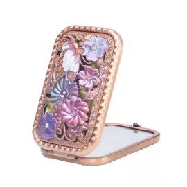Jtbling Vintage Metal Retro Portable Mini Mirror Rectangular Cosmetic Fold Mirror 1X/2X Magnifying Pocket Makeup Mirror Compact Travel Mirror Handheld Mirror Flip Mirror(Butterfly)