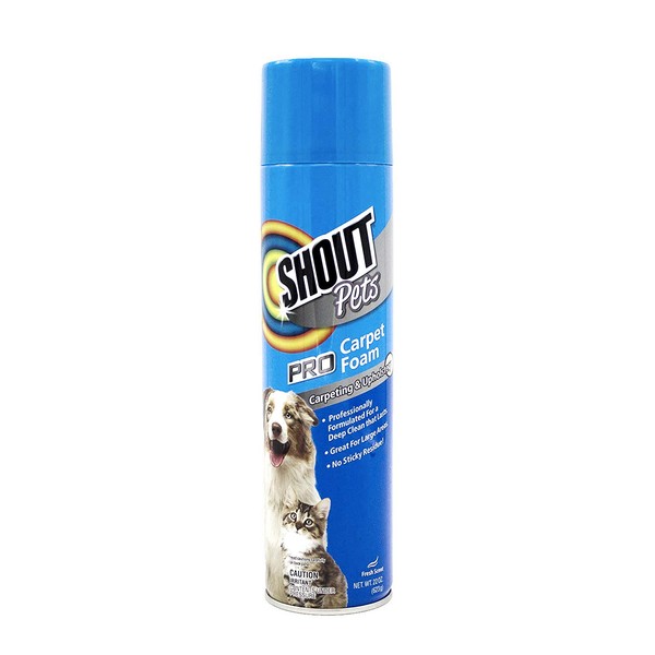 Shout for Pets Pro Strength Carpet Cleaning Foam | Carpet Cleaner Foam and Stain Remover in Fresh Scent, 22 Oz (Pack of 1) | Shout Stain Removal Easiest Way to Neutralize Pet Odors