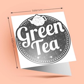 1 x Greeting Card BW - Green Tea Healthy Organic Tea Cup - Blank Birthday Celebration Anniversary #40123