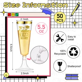 Hushee 50 Pcs Plastic Graduation Champagne Flutes 5 oz Disposable Champagne Glasses Plastic Mimosa Glasses Celebratory Son Daughter Graduation College Cocktail Cups for Graduation Party