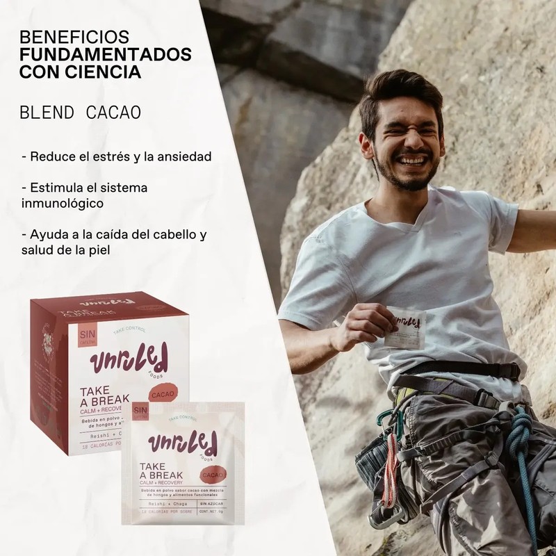 Blend Cacao En Polvo Mix Hongos Adaptógenos Reishi Chaga 60g
