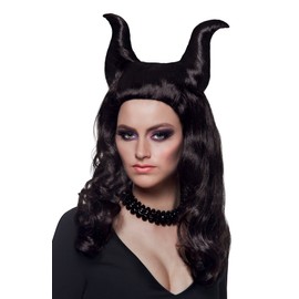 Boland 86006 Malefic Wig with Antlers for Adults Black One Size