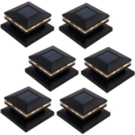 MAGGIFT 6 Pack Solar Post Lights, 15 Lumen Outdoor Post Cap Light for Fence Deck or Patio, Solar Powered Caps, Warm White High Brightness SMD LED Lighting, Lamp Fits 4x4, 5x5 or 6x6 Wooden Posts