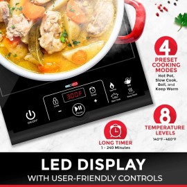 Mueller RapidTherm Portable Induction Cooktop, 1800W, 8 Temp Levels, LED Display