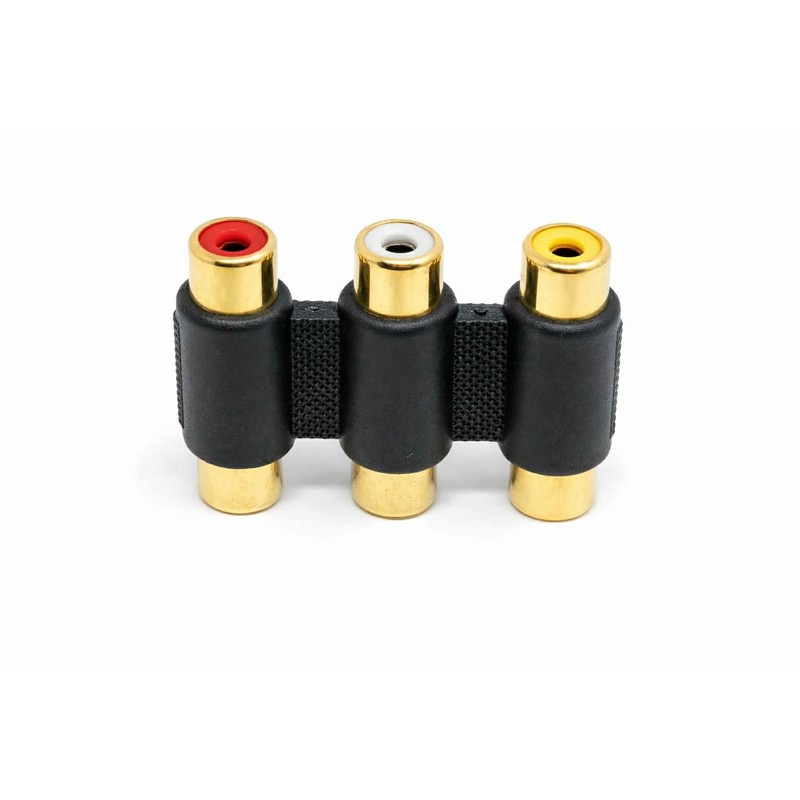 Harrista Gold-Plated RCA AV Coupler – 3 RCA Female to