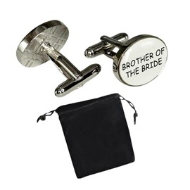 Virens Empourium Men's Wedding Cufflinks WHITE OVAL Cufflink, Groom Best Man Usher Page Boy and Many More Titles, Gift Pouch with Every Pair of Cuff Link (Brother of the Bride)