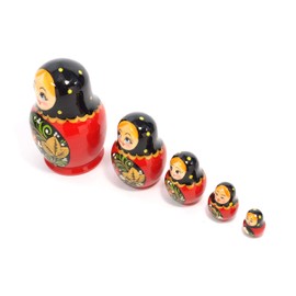 Semenov Matryoshka 5 Piece Headband "Khoroma" (BLACK/RED) [Made in Russia]