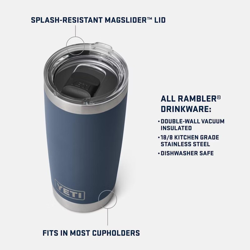 YETI Rambler 20 oz Tumbler, Stainless Steel, Vacuum Insulated with